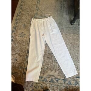 Vintage J. Peterman Linen Cotton Blend Pleated Trousers Pants Size 2